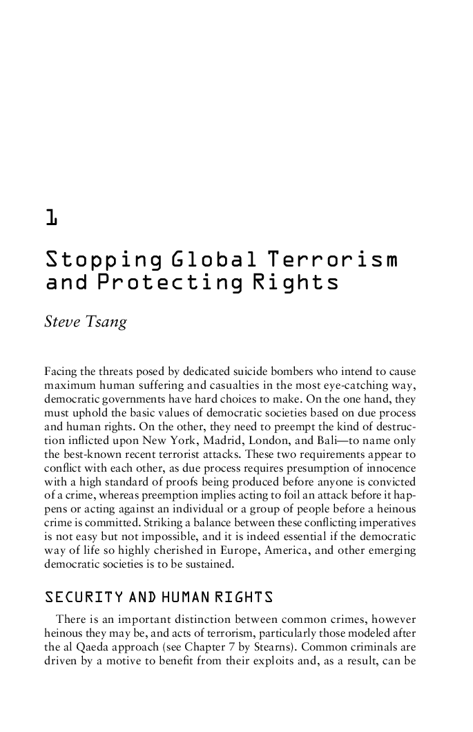 Intelligence And Human Rights In The Era Of Global Terrorism Edited By Steve Tsang