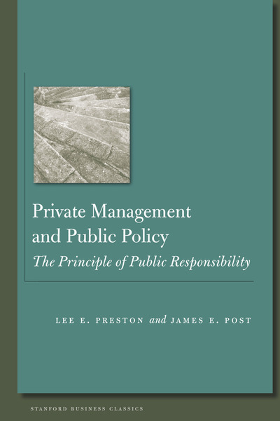 Cover of Private Management and Public Policy by Lee E. Preston and James E. Post